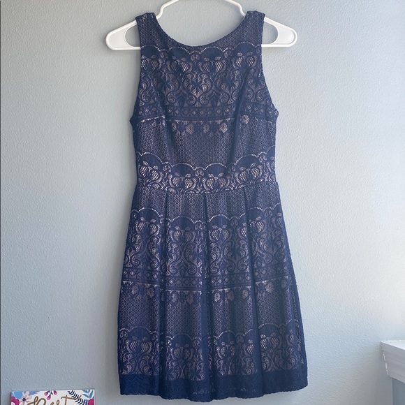 B. Darlin Elegant Navy Lace Dress - Picture 1 of 6